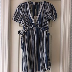 Blue, Black, and White Mini Dress